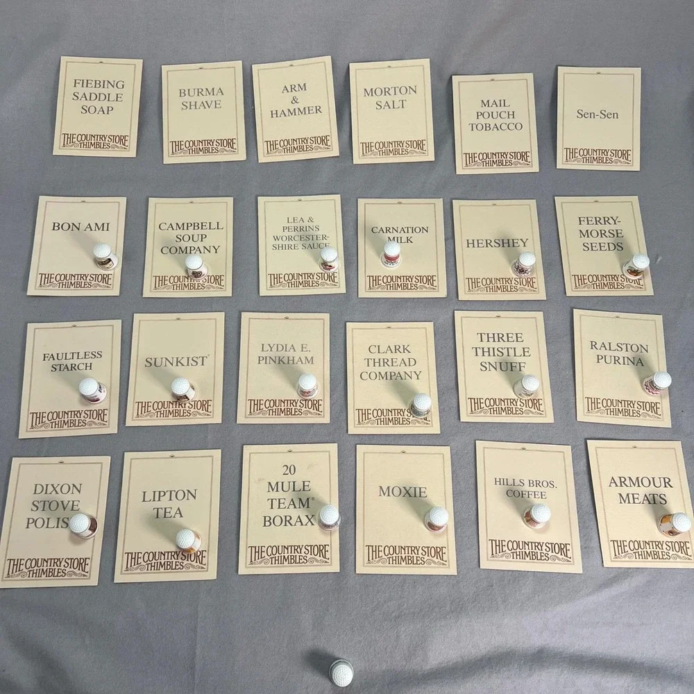 Franklin Mint Country Store Advertising Porcelain Thimbles Cards Vintage 80s Lot